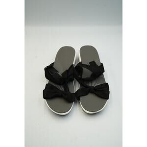Women's Black Bow Strap Sandals – Size 9/9.5, Open Toe, Soft Sole, Slip-On